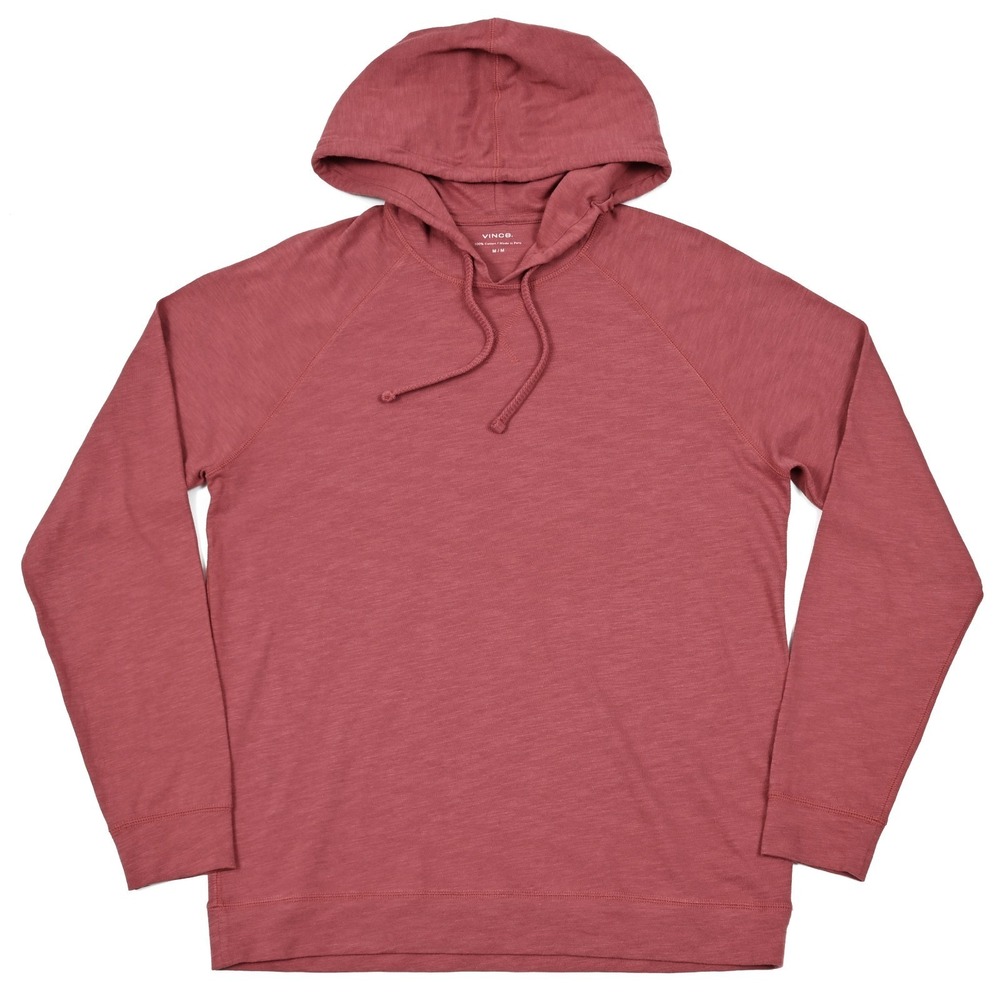 Vince Hoodie Shirt Men's (M) Red 100% Cotton Lightweight Pullover Sweatshirt EUC